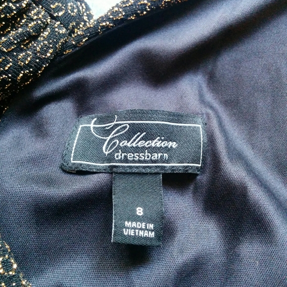 Dressbarn Black & Gold Party Dress, Size 8 - Picture 4 of 6